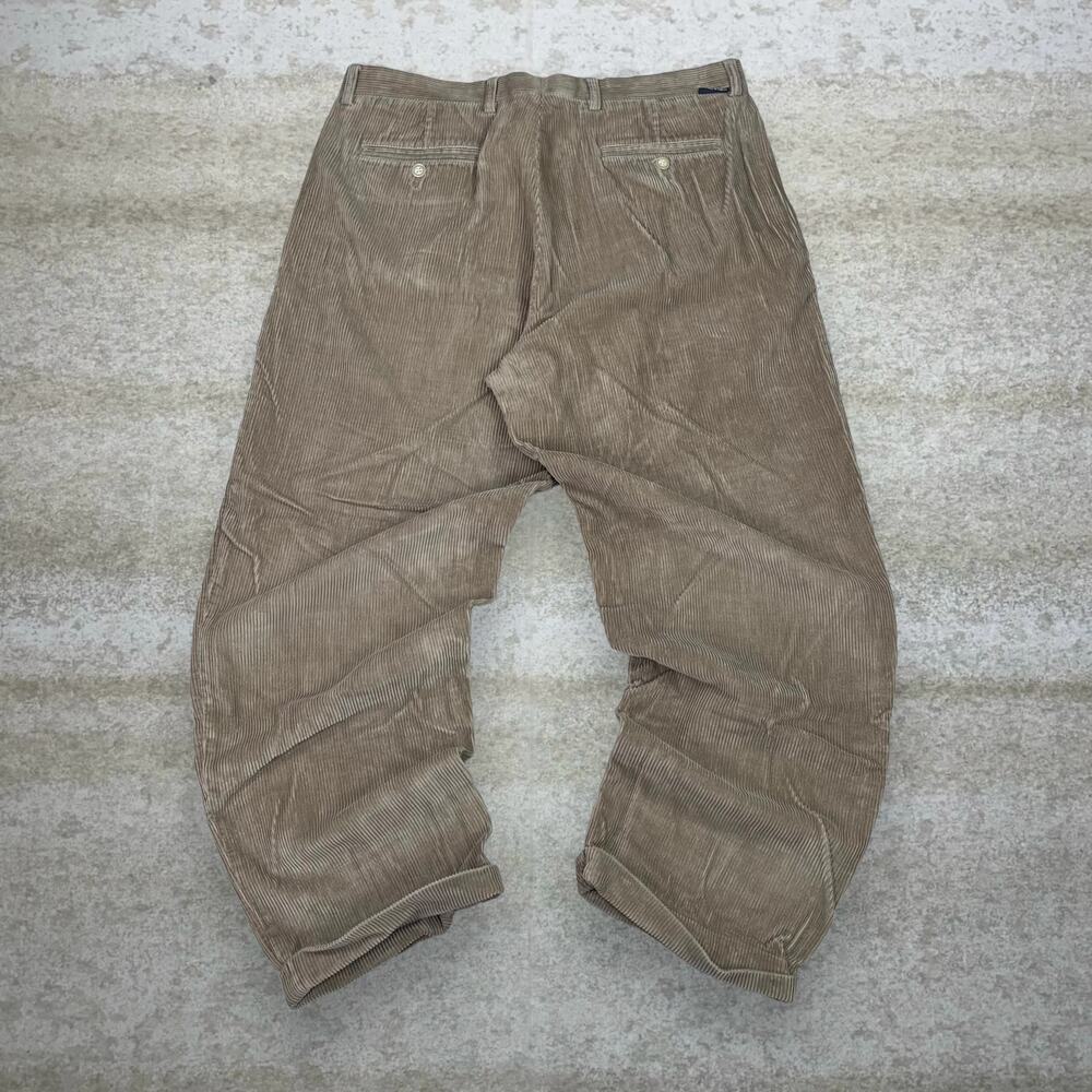 Vintage Y2K Nautica Corduroy Pants 36x30 Baggy Wide Leg Fit Tan Cotton Pleated